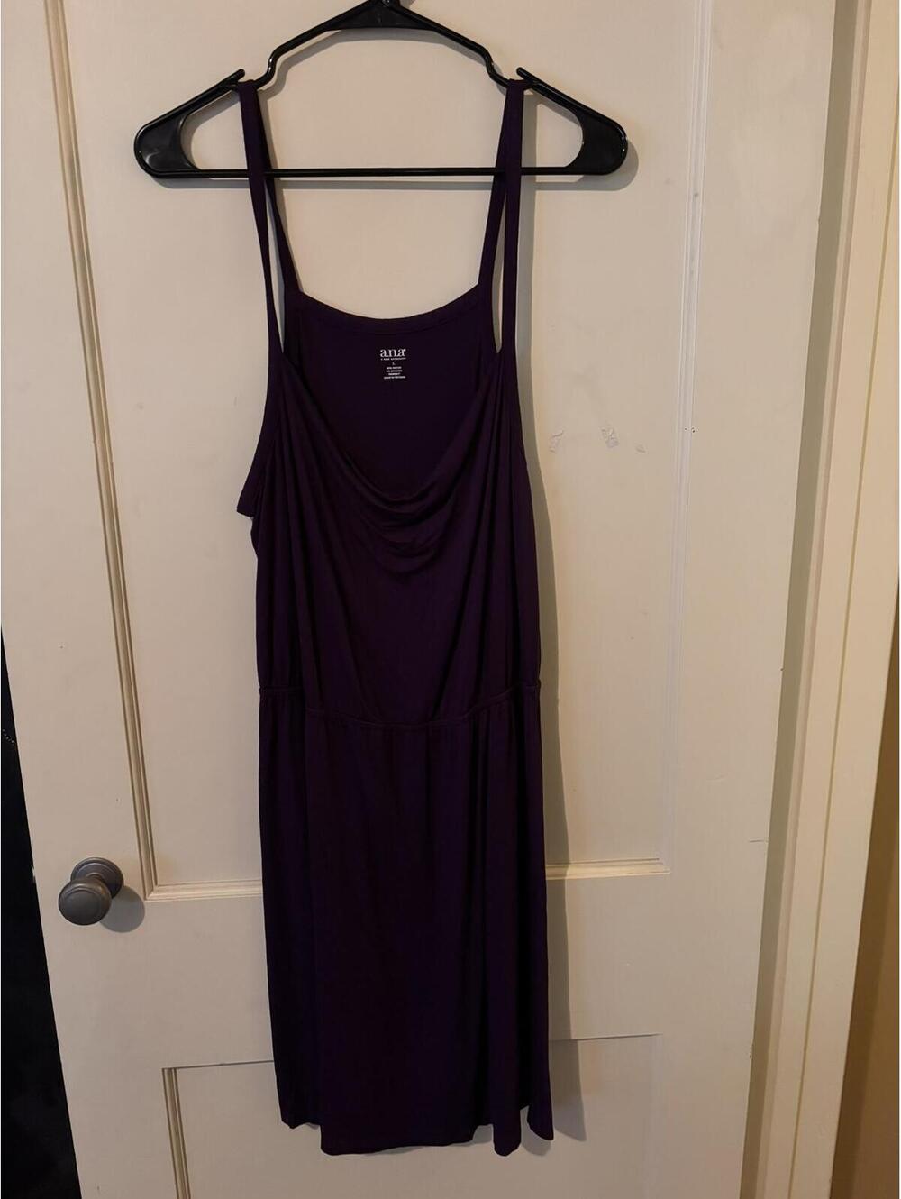 Ana Plum Purple Draped Midi Dress with Spaghetti Straps